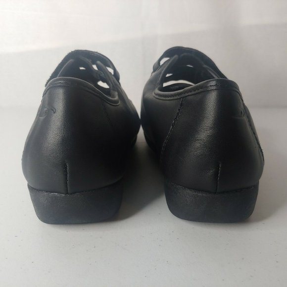 Dr. Scholls Mardell Women 11 W Shoes Two Strap Comfort Black Leather Slip On - Picture 11 of 11